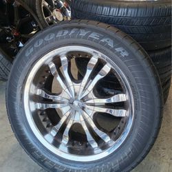 20" FORD F150 EXPEDITION Chrome Wheels & Tires Goodyear Rims Rines Setof4..
