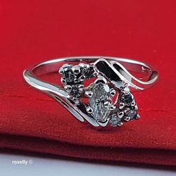 14K White Gold Genuine Diamonds Bypass Ring Size 6.25 - Solid Gold!/ Anillo de Oro Blanco con Diamantes Genuinos! 👌🎁Post Tags: Anillo de Oro