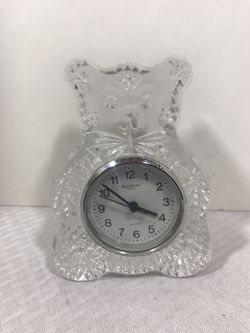 Vintage Waterford Cut Crystal Teddy Bear Clock