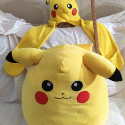 Pokémon Pikachu Squishmallow and Pikachu Hoodie Scarf