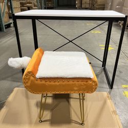 Modern Velvet Vanity Stool with Storage Square Makeup Chair with Metal Legs