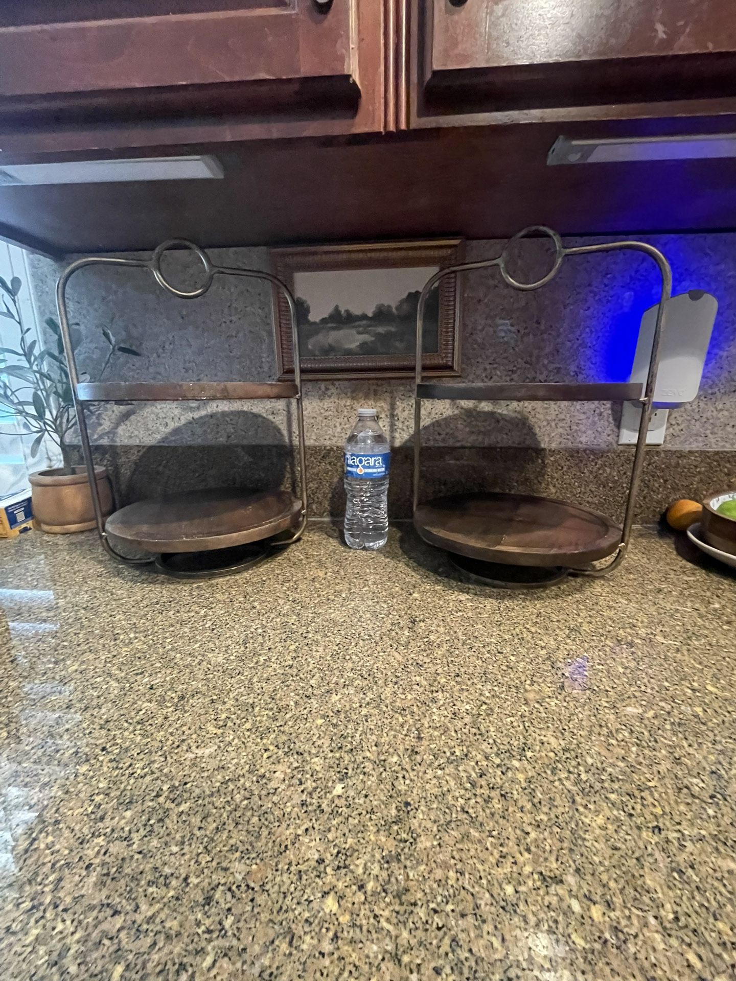 Two Tier Wooden /Brass Organizer Tray