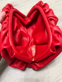 Red Ruched Faux Leather Bag/Clutch