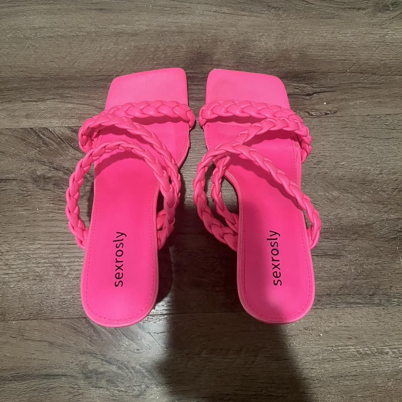 women’s hot pink braided heels