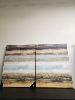 Modern Neutral Abstract Canvas Wall Art Set – 22x28 Each / 44” Wide Together