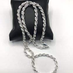 925 Sterling Silver Rope Chain Men’s necklace Size 24” 5MM