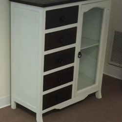 White/Brown Wood Glass Cabinet