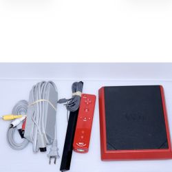 Nintendo Wii Red Mini Console (RVL-201) w/ OEM Cables And Mario Game
