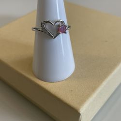 Sterling Silver Opal Heart Ring