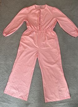 Pink jumpsuit with puffy sleeves and wide leg, Size: XXL #jumpsuit #festival