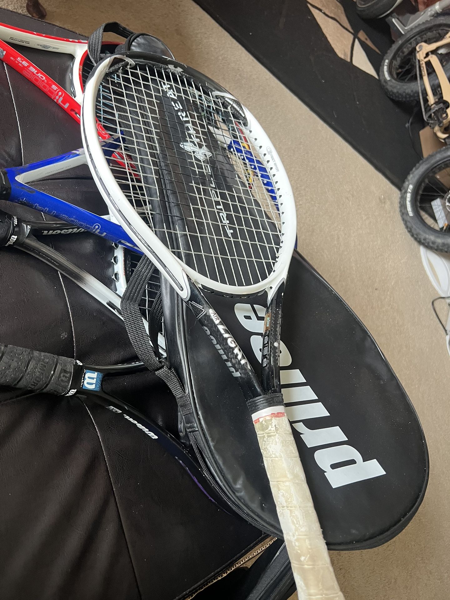 Various Tennis Rackets, Higher End. head Prince Air Light Wilson Pros Staff Ncode Vortex Extreme Spin
