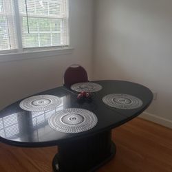Dining table, black lacquer top