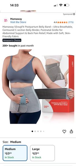 Mamaway SSnugFit Postpartum Belly Band – Ultra-Breathable, Contoured C-section Belly Binder, Postnatal Girdle for Abdominal Support & Back Pain Relief