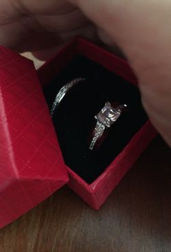 Wedding 👰 ring band set 18k silver white gold