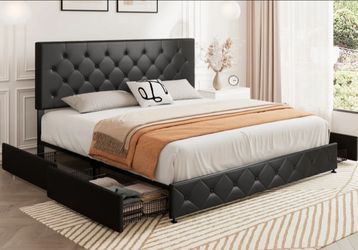 King platform storage bed from Wayfair- like new