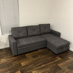 Dark Grey Sectional Couch w Pullout Bed