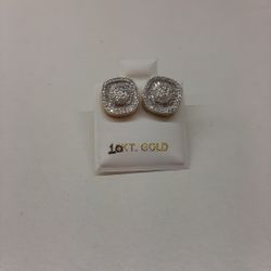 10k Gold Pair Of Diamond Earrings 