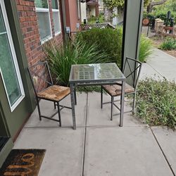 Outdoor Glass Table With Two Chairs