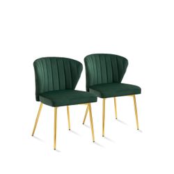 Modern Dining Chairs, Velvet Accent Chair, Living Room Chairs, Set of 2, Upholstered Side Chair with Golden Metal Legs for Dining Room Kitchen Vanity