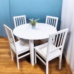 New Round White 5 Piece Kitchen or Dining Set