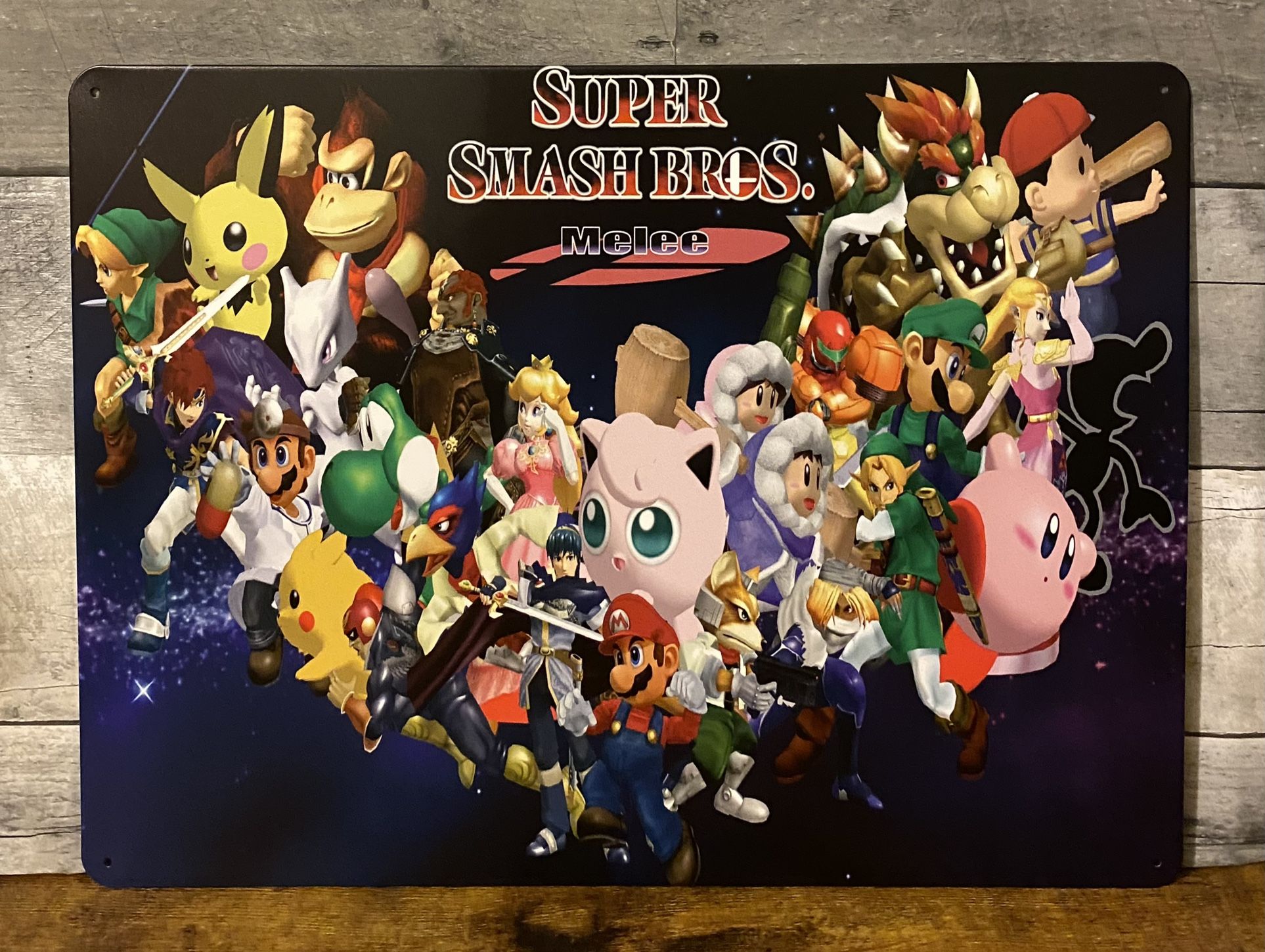 Nintendo Super Smash Bros Melee Game Room Man Cave Metal Tin Sign