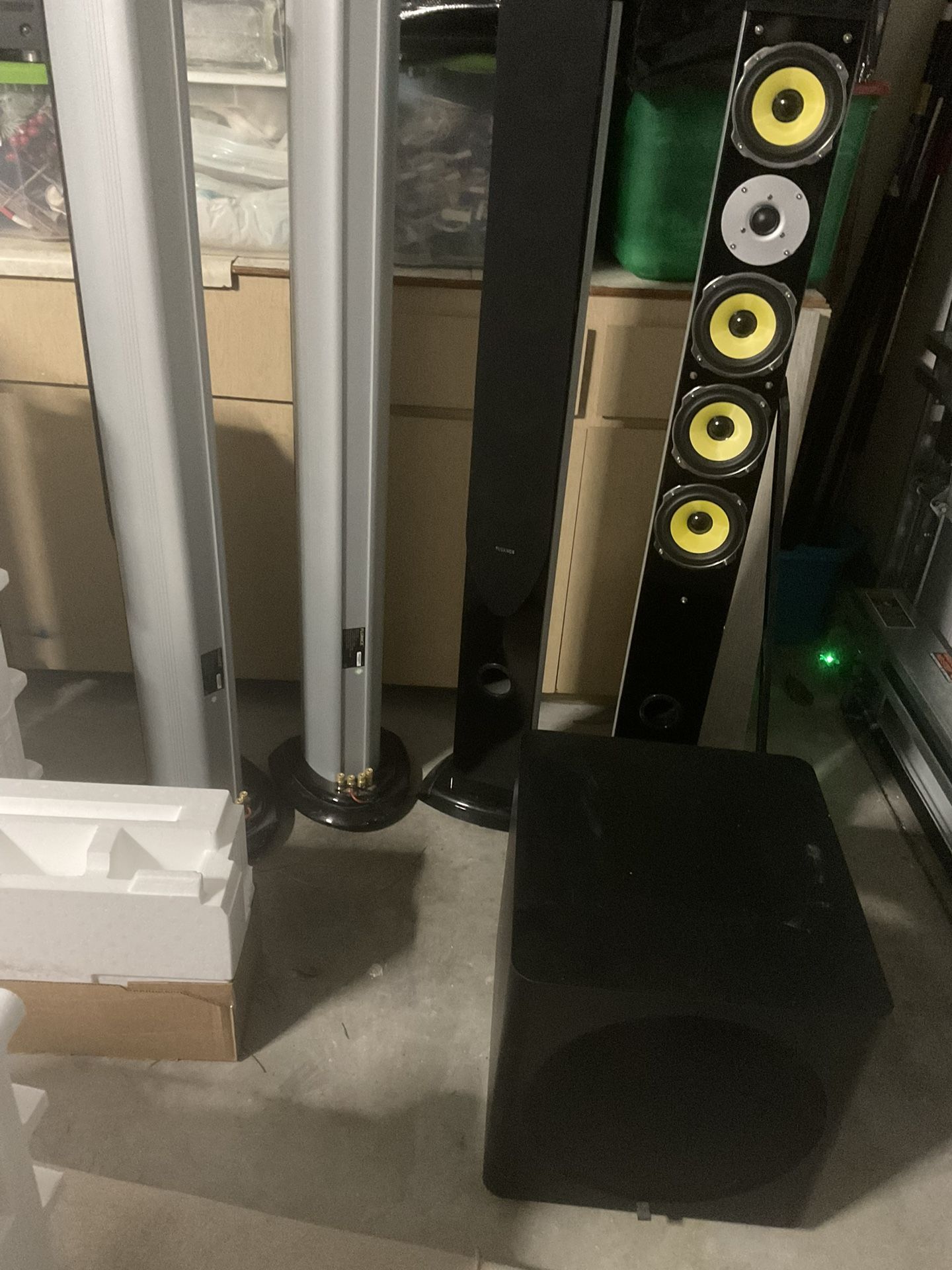 Perfect For Home Theater ~ Fluance Higher Fidelity ES1 Floor Standing Loudspeakers & Subwoofer - Dayton Audio SUB-1200 