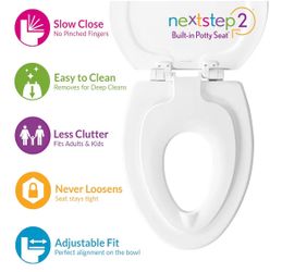 New In Box Elongated Toilet Seat with Built in Potty Training Seat