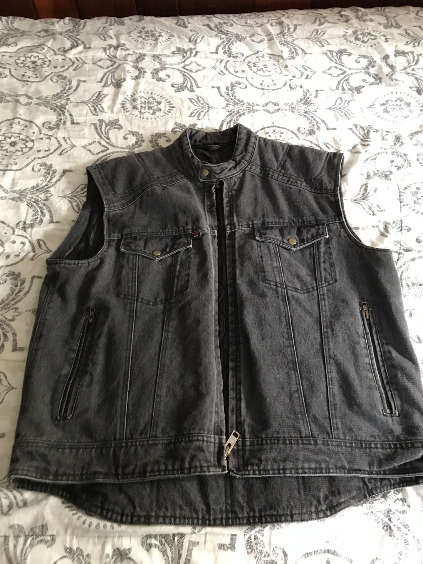 XXL Black denim riding vest