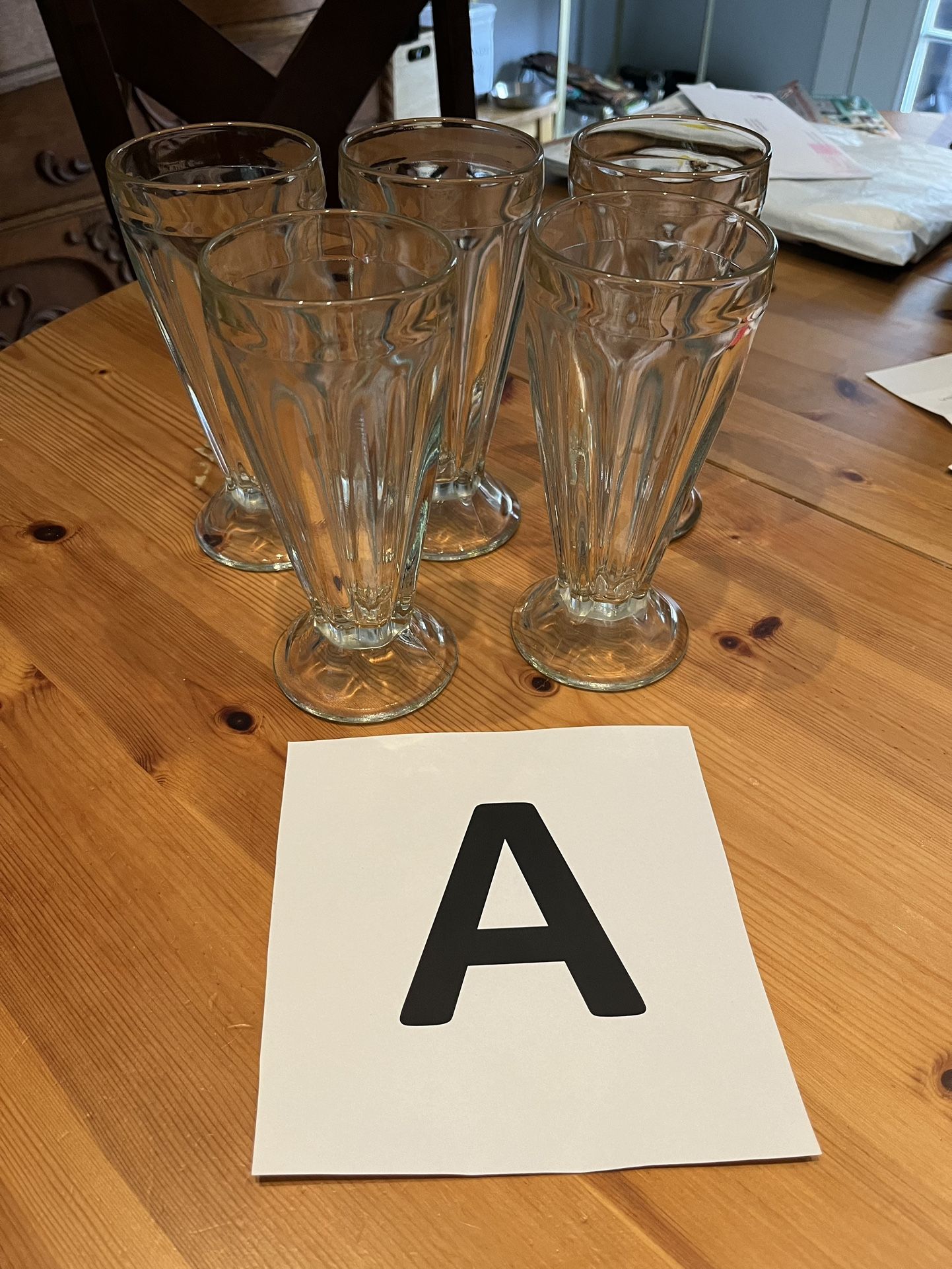 Set Of 5 Vintage Soda Fountain Glasses 7 1/2”