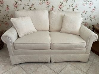 Pair of Matching Cream Traditional Loveseats / Couches - Clean Estate Condition