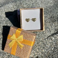 Gold Heart Earrings Love Studs