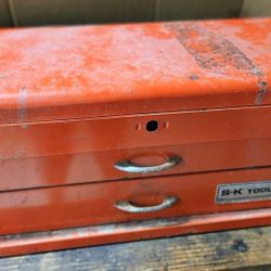 Tool Box S-K Red Vintage antique Pull Drawer W/ Tray SK Tools chest Old Sherman Klove no tools