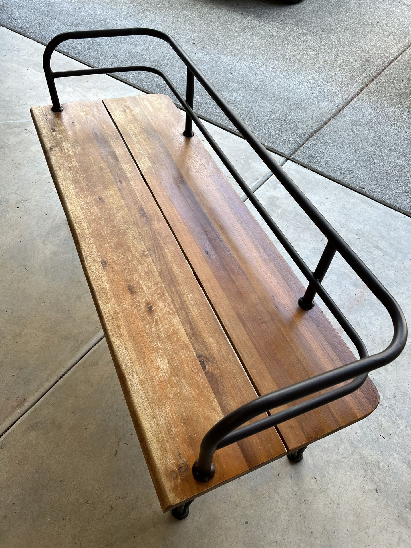 Flamaker Acacia Wood Dining Table For 6 - Indoor/Outdoor Rectangular Table With Iron Legs