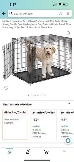 Double Door, 48 Inch Dog Cage With Divider For $110