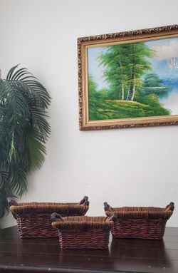 3 Decorative Wooden Baskets 