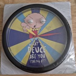 2005 FAMILY GUY STEWIE "WHAT THE DEUCE ARE YOU STARING AT" WALL CLOCK (RARE)