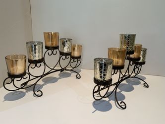 Two Candleholders With Glass Vases Use With Tealight Or Votive Candles 
