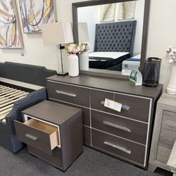 Dresser Mirror And Nightstand 