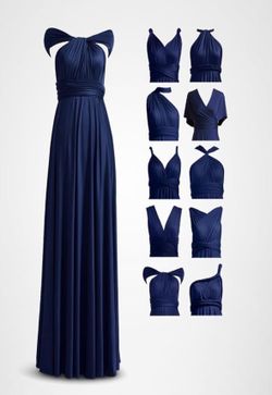 Navy Blue Infinity Dress with Bandeau, convertible