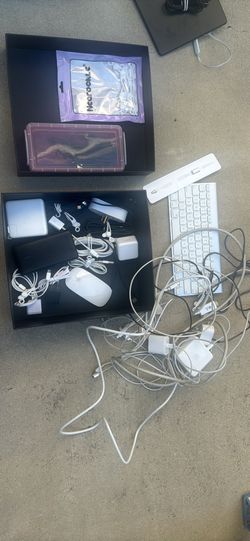 Various chargers keyboard mouse