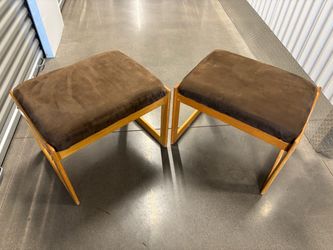 Pair of Wood Frame Upholstered Ottoman Model 75