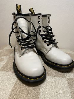 White Dr. Martens 1460 Boots In Excellent Condition