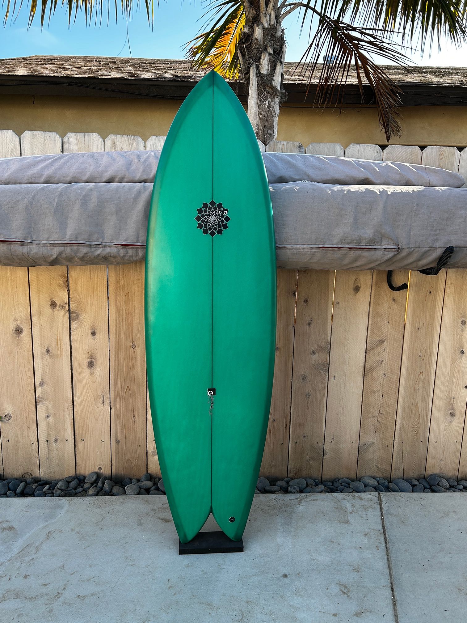 6’4” Gary McNeill Rasta Torus Twin Fin Fish Surfboard
