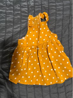 Dog yellow  white dots dress