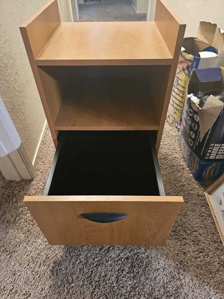Wooden Shelf W/ Filing Cabinet