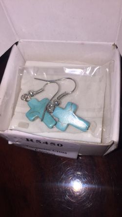 Turquoise cross earrings