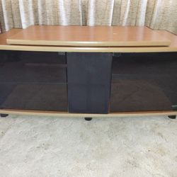 55" TV Stand with Components Shelves and Shaded Glass Doors