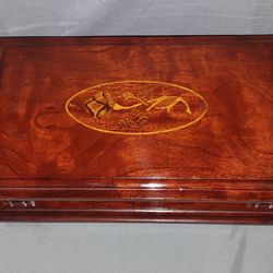 Vintage Wood Jewelry Box Musical 