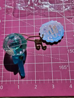 Light Blue Mic Oil Charm Keychain 3" x 1.5"