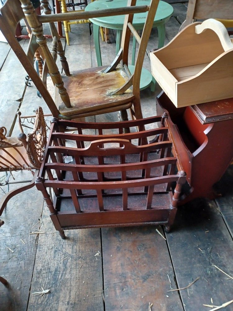 Vintage Solid Wood Magazine Rack